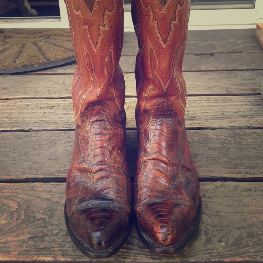 1883 Lucchese Brandy Ostrich Leg & Leather boots